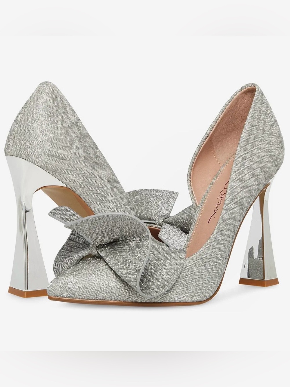 NIB Betsey Johnson Nobble Silver Glitter Pumps Heels Sz 8